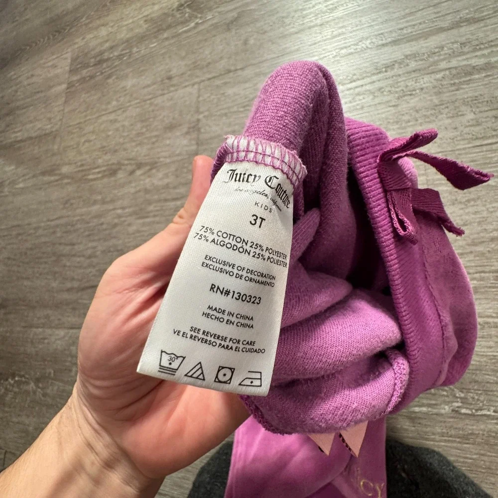Juicy Couture Pants Girls 3T Pink Velour‎ Sweatpants Toddler Drawstring 9x13